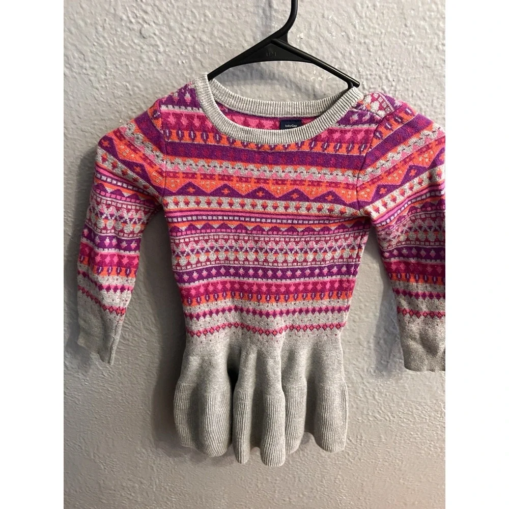 Baby Gap‎ Gray Fair Isle Sweater Dress Kids 5 Years